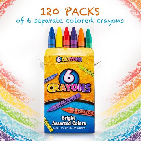 Bedwina Bulk Crayons - 720 Crayons! Case Of 120 6-Packs, Premium Color Crayons for Kids, Non-Toxic for Party Favors, Restaurants, Goody Bags, Stocking Stuffers in Saudi Arabia