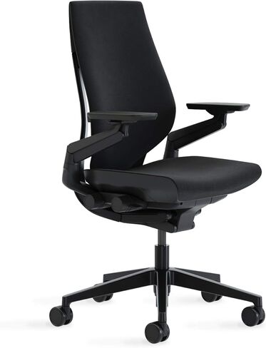 كرسي مكتب Steelcase Gesture - كرسي عمل مريح بعجلات للأرضيات الصلبة - كرسي مكتب مريح - كراسي سهلة التعديل للمكتب - أذرع 360 درجة - قماش عرق السوس، إطار داكن in Kuwait