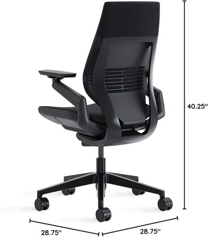 كرسي مكتب Steelcase Gesture - كرسي عمل مريح بعجلات للأرضيات الصلبة - كرسي مكتب مريح - كراسي سهلة التعديل للمكتب - أذرع 360 درجة - قماش عرق السوس، إطار داكن in Kuwait