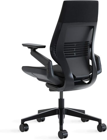 كرسي مكتب Steelcase Gesture - كرسي عمل مريح بعجلات للأرضيات الصلبة - كرسي مكتب مريح - كراسي سهلة التعديل للمكتب - أذرع 360 درجة - قماش عرق السوس، إطار داكن in Kuwait
