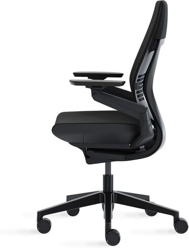 كرسي مكتب Steelcase Gesture - كرسي عمل مريح بعجلات للأرضيات الصلبة - كرسي مكتب مريح - كراسي سهلة التعديل للمكتب - أذرع 360 درجة - قماش عرق السوس، إطار داكن in Kuwait
