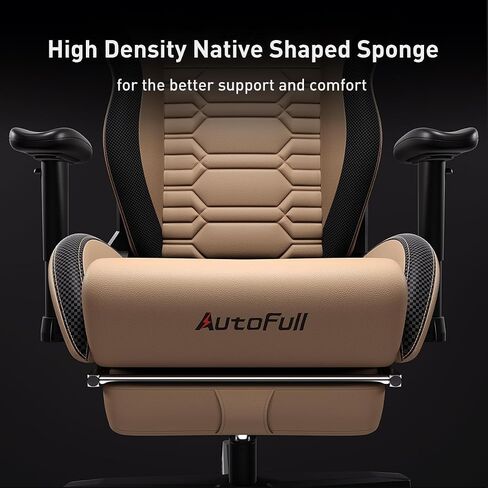AutoFull Gaming Chair PC Chair with Ergonomics Lumbar Support, Racing Style PU Leather High Back Adjustable Swivel Task Chair with Footrest(Black) in Kuwait