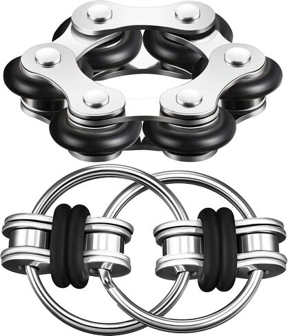 Gejoy Fidget Toy Set Include Six Roller Chain Fidget and Key Flippy Chain Stress Reducers for Autism Stress and Anxiety Relief (Light Blue, Dark Blue) in Kuwait