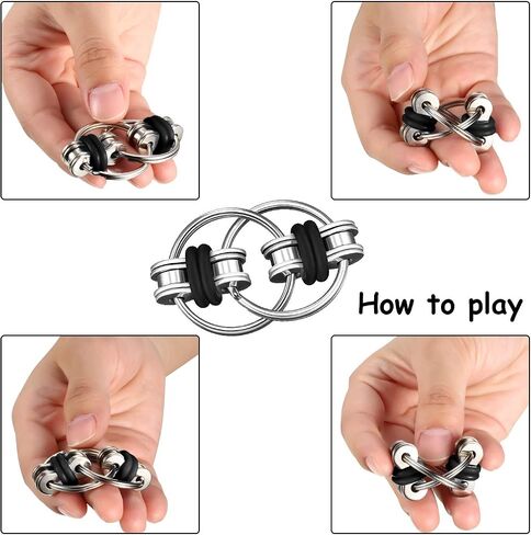 Gejoy Fidget Toy Set Include Six Roller Chain Fidget and Key Flippy Chain Stress Reducers for Autism Stress and Anxiety Relief (Light Blue, Dark Blue) in Kuwait