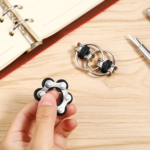 Gejoy Fidget Toy Set Include Six Roller Chain Fidget and Key Flippy Chain Stress Reducers for Autism Stress and Anxiety Relief (Light Blue, Dark Blue) in Kuwait