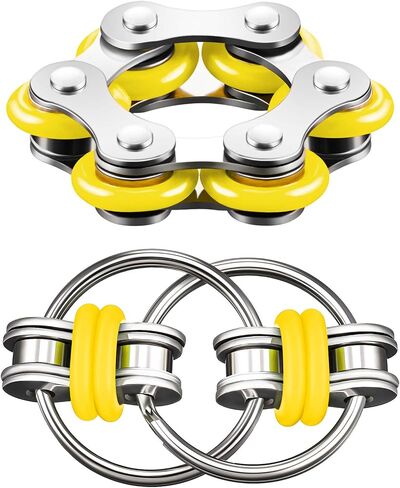 Gejoy Fidget Toy Set Include Six Roller Chain Fidget and Key Flippy Chain Stress Reducers for Autism Stress and Anxiety Relief (Light Blue, Dark Blue) in Kuwait