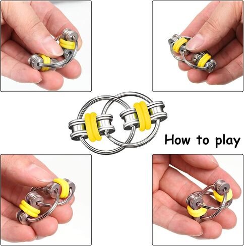 Gejoy Fidget Toy Set Include Six Roller Chain Fidget and Key Flippy Chain Stress Reducers for Autism Stress and Anxiety Relief (Light Blue, Dark Blue) in Kuwait