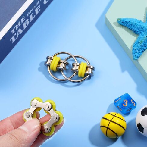 Gejoy Fidget Toy Set Include Six Roller Chain Fidget and Key Flippy Chain Stress Reducers for Autism Stress and Anxiety Relief (Light Blue, Dark Blue) in Kuwait