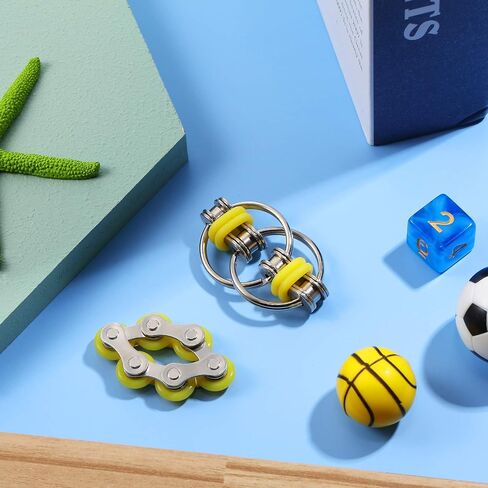 Gejoy Fidget Toy Set Include Six Roller Chain Fidget and Key Flippy Chain Stress Reducers for Autism Stress and Anxiety Relief (Light Blue, Dark Blue) in Kuwait