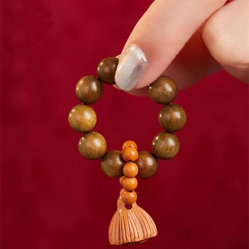 خاتم فيدجيت (خشب الصندل الأخضر) للنساء والرجال والشباب - يهدئ التوتر والقلق والعصبية، مثالي للتأمل والاسترخاء، محمول وخفيف الوزن (10 خرزات يبلغ حجم كل منها 10 مم تقريبًا.) in Kuwait
