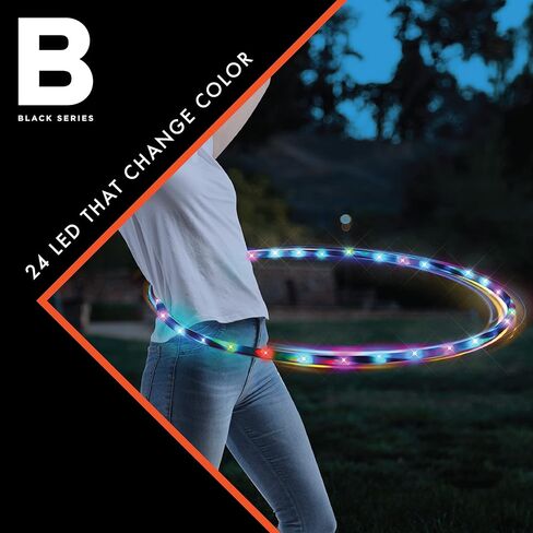 BLACK SERIES 36" Light-Up Hula Hoop, LED Glow, Perfect Size for Kids Or Adults, On/Off Switch, Fitness & Exercise Toy, Indoor & Outdoor Playground Game, Age 8+ in Kuwait