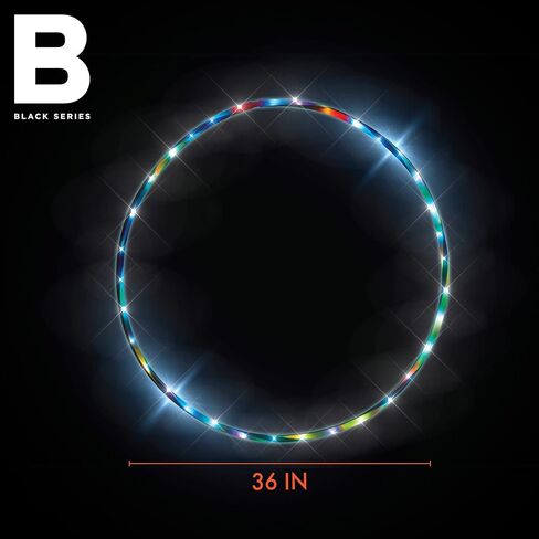 BLACK SERIES 36" Light-Up Hula Hoop, LED Glow, Perfect Size for Kids Or Adults, On/Off Switch, Fitness & Exercise Toy, Indoor & Outdoor Playground Game, Age 8+ in Kuwait
