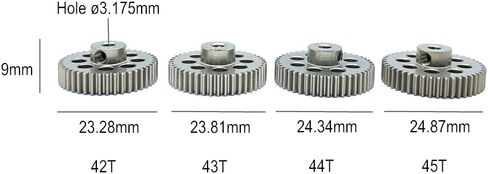 استبدال KingVal 4 قطعة 48DP ثقب قطر 3.175 مم 42T 43T 44T 45T ترس محرك ألومنيوم متوافق مع محرك بدون فرشاة 1/10 RC in Kuwait