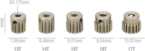 استبدال KingVal 4 قطعة 48DP ثقب قطر 3.175 مم 42T 43T 44T 45T ترس محرك ألومنيوم متوافق مع محرك بدون فرشاة 1/10 RC in Kuwait