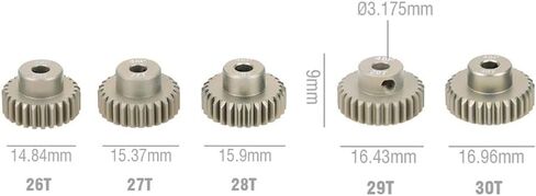 KingVal Replacement 5PCS 48DP 3.175mm 16T 17T 18T 19T 20T Aluminium Pinion Motor Gear Compatible with 1/10 RC Car Brushed Brushless Motor in Kuwait