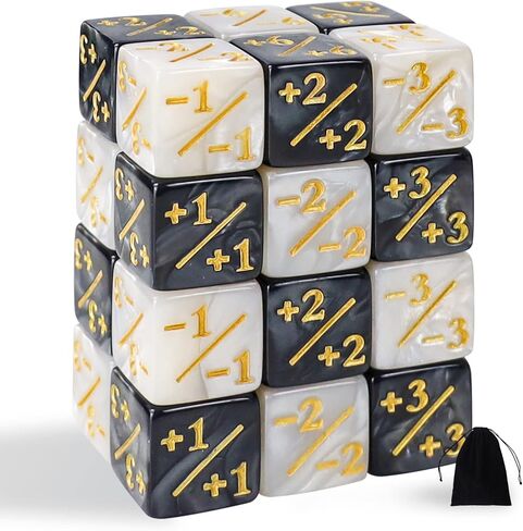 24 Pcs MTG Dice Counters Token Dice, Magic The Gathering Glitter Sparkle Dice, Loyalty Dice Starry Marble D6 Dice Cube Compatible with CCG, MTG, Card Gaming Accessory (Black and White) in Kuwait