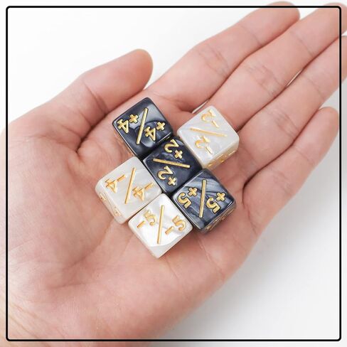 24 Pcs MTG Dice Counters Token Dice, Magic The Gathering Glitter Sparkle Dice, Loyalty Dice Starry Marble D6 Dice Cube Compatible with CCG, MTG, Card Gaming Accessory (Black and White) in Kuwait