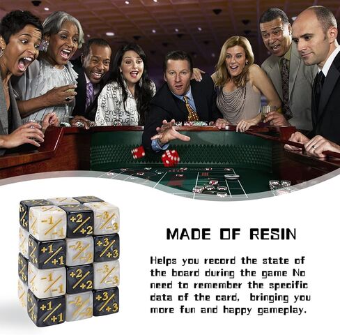 24 Pcs MTG Dice Counters Token Dice, Magic The Gathering Glitter Sparkle Dice, Loyalty Dice Starry Marble D6 Dice Cube Compatible with CCG, MTG, Card Gaming Accessory (Black and White) in Kuwait