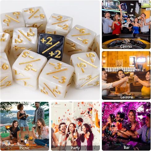 24 Pcs MTG Dice Counters Token Dice, Magic The Gathering Glitter Sparkle Dice, Loyalty Dice Starry Marble D6 Dice Cube Compatible with CCG, MTG, Card Gaming Accessory (Black and White) in Kuwait