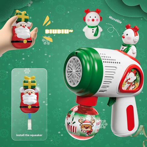 مسدس فقاعات QLT، مجموعة من قطعتين من مسدس فقاعات عيد الميلاد مع دمى سانتا كلوز ورجل الثلج، صانع فقاعات الإضاءة، للأطفال الصغار in Kuwait