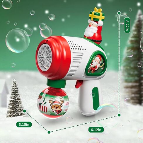 مسدس فقاعات QLT، مجموعة من قطعتين من مسدس فقاعات عيد الميلاد مع دمى سانتا كلوز ورجل الثلج، صانع فقاعات الإضاءة، للأطفال الصغار in Kuwait