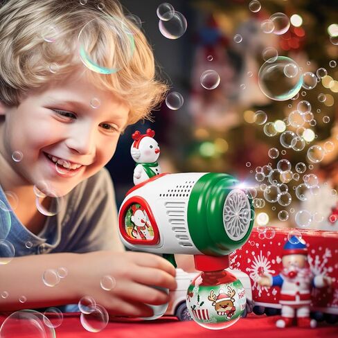 مسدس فقاعات QLT، مجموعة من قطعتين من مسدس فقاعات عيد الميلاد مع دمى سانتا كلوز ورجل الثلج، صانع فقاعات الإضاءة، للأطفال الصغار in Kuwait