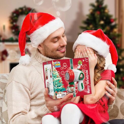 مسدس فقاعات QLT، مجموعة من قطعتين من مسدس فقاعات عيد الميلاد مع دمى سانتا كلوز ورجل الثلج، صانع فقاعات الإضاءة، للأطفال الصغار in Kuwait