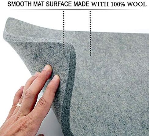 Wool Pressing Mat 17" x 13.5" for Quilting | 100% Pure New Zealand Wool Mat for Sewing and Ironing | Wool Ironing Mat Comes with Silicone Iron Pad Included in Kuwait