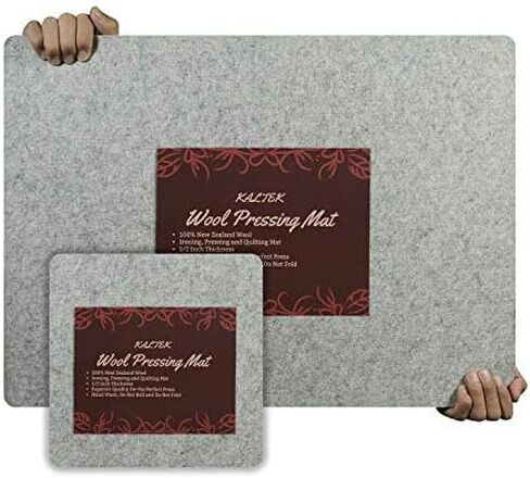 Wool Pressing Mat 17" x 13.5" for Quilting | 100% Pure New Zealand Wool Mat for Sewing and Ironing | Wool Ironing Mat Comes with Silicone Iron Pad Included in Kuwait