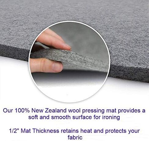Wool Pressing Mat 17" x 13.5" for Quilting | 100% Pure New Zealand Wool Mat for Sewing and Ironing | Wool Ironing Mat Comes with Silicone Iron Pad Included in Kuwait