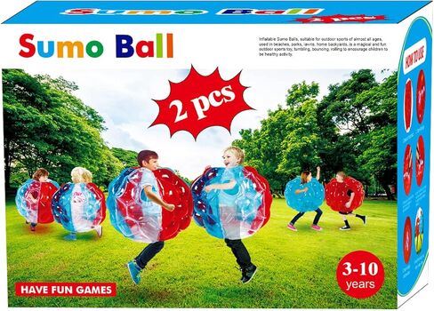 2 Pack-bumpers, bounce ball for Kids, sumo/grass ball for child outdoor team gaming play for 3-12 ages (60 cm, blue+red) in Kuwait