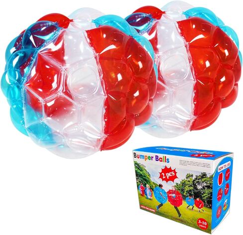 2 Pack-bumpers, bounce ball for Kids, sumo/grass ball for child outdoor team gaming play for 3-12 ages (60 cm, blue+red) in Kuwait