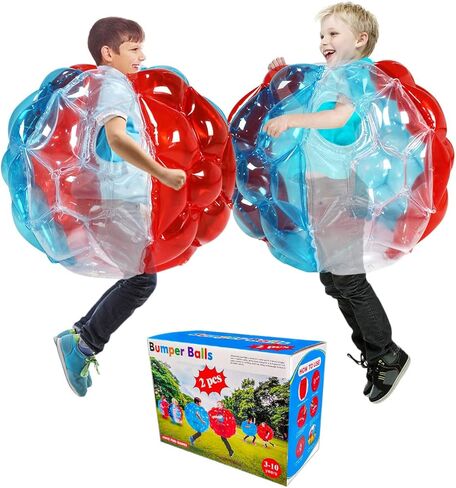 2 Pack-bumpers, bounce ball for Kids, sumo/grass ball for child outdoor team gaming play for 3-12 ages (60 cm, blue+red) in Kuwait