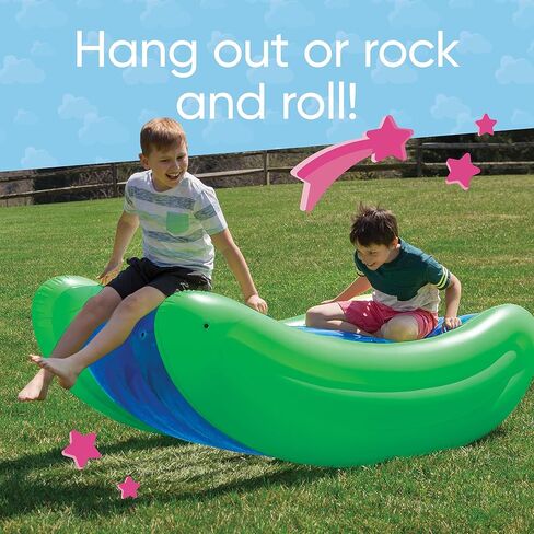 Hearthsong Rock with It!™ Giant 6-Foot Inflatable Curved Rocker, 6’L x 3½’W x 2½’H Seesaw, Durable Vinyl, Repair Patch Kit Included, 250 lbs. Ages 4 and Up in Kuwait