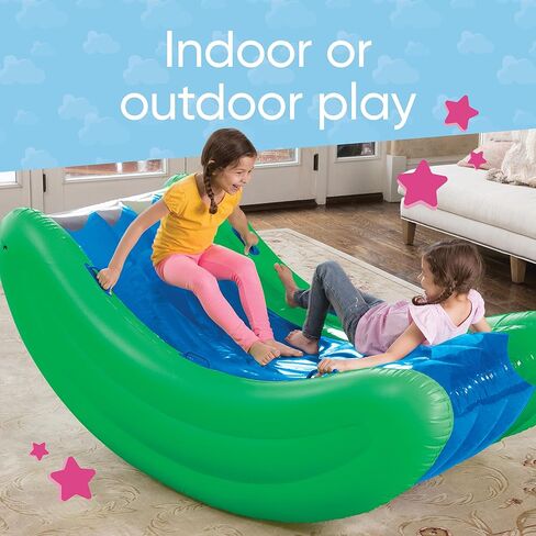 Hearthsong Rock with It!™ Giant 6-Foot Inflatable Curved Rocker, 6’L x 3½’W x 2½’H Seesaw, Durable Vinyl, Repair Patch Kit Included, 250 lbs. Ages 4 and Up in Kuwait