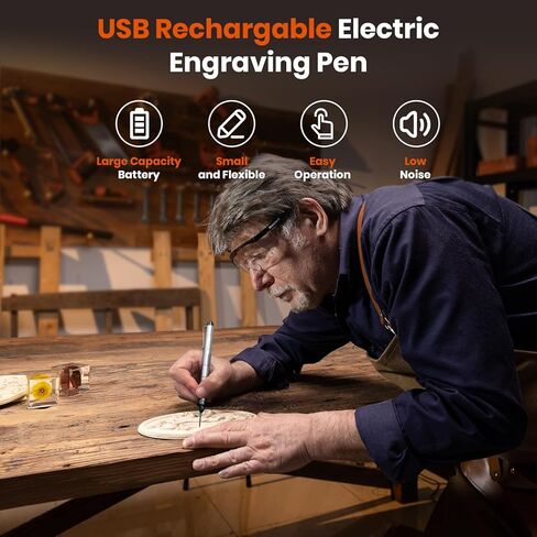 قلم نقش هارديل للاستخدام بنفسك، قلم نقش صغير قابل لإعادة الشحن مع 10 رؤوس طحن دوارة، قلم نقش كهربائي صغير محمول لاسلكي للمجوهرات والزجاج والخشب والحجر والمعادن in Kuwait