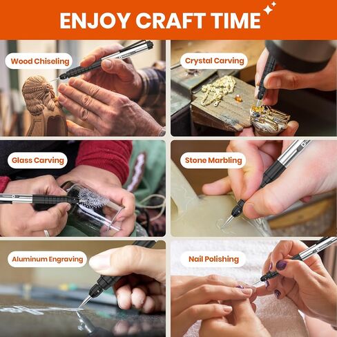 هارديل قلم نقش صغير قابل لاعادة الشحن مع 10 رؤوس طحن دوارة، قلم نقش كهربائي صغير لاسلكي محمول للمجوهرات والزجاج والخشب والحجر والمعدن in Kuwait