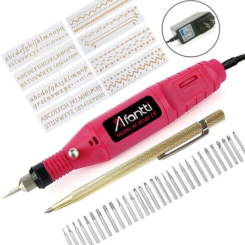 Afantti Micro Corded Electric Engraver Pen Tool Mini DIY Engraving Machine Kit for Metal Glass Ceramic Plastic Jewelry with | Scriber | 30 Bits | 8 Stencils | in Kuwait