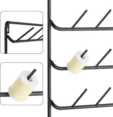 Thread Holder Wall 54 Spool and 32 Spool Sewing Thread Rack 2 Pack Metal Embroidery Spool Thread Organizer Wall Mounted with Hanging Tools for Quilting Braiding Hair Black in Kuwait