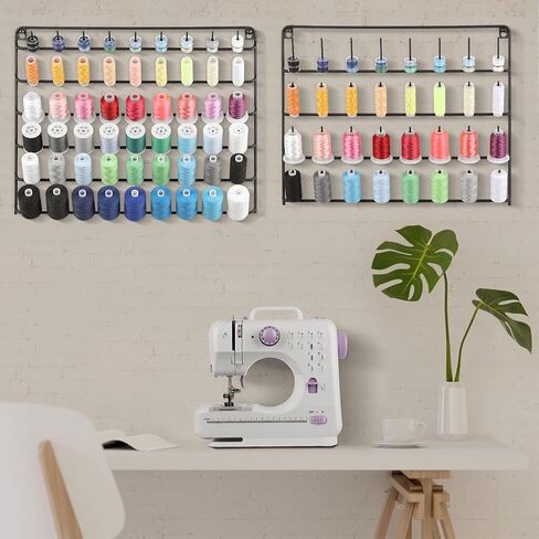 Thread Holder Wall 54 Spool and 32 Spool Sewing Thread Rack 2 Pack Metal Embroidery Spool Thread Organizer Wall Mounted with Hanging Tools for Quilting Braiding Hair Black in Kuwait