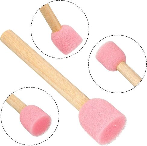 WHQXFDZ 40 Pieces 0.8 inch Round Sponge Foam Brush Set Paint Brush Wooden Handle Foam Brush Sponge Painting Tools for Painting Crafts(0.8inch) in Kuwait