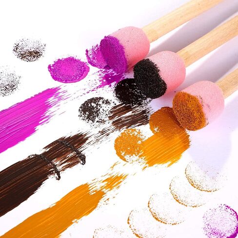 WHQXFDZ 40 Pieces 0.8 inch Round Sponge Foam Brush Set Paint Brush Wooden Handle Foam Brush Sponge Painting Tools for Painting Crafts(0.8inch) in Kuwait