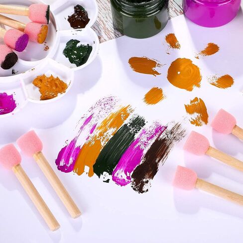 WHQXFDZ 40 Pieces 0.8 inch Round Sponge Foam Brush Set Paint Brush Wooden Handle Foam Brush Sponge Painting Tools for Painting Crafts(0.8inch) in Kuwait