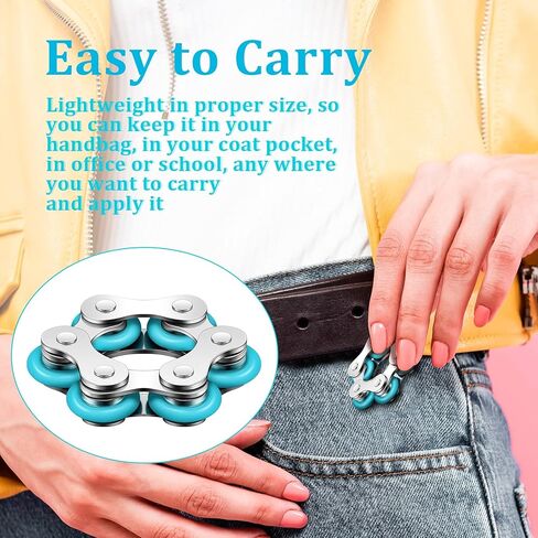 2 Pieces Fidget Toys Flippy Roller Chain, Six Roller Chain Fidget Toys Bike Chain Toys Novelty Stress Relief for Adults Teens Anxiety Autism, ADHD (Dark Blue, Sky Blue) in Kuwait