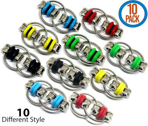 لعبة فيدجيت بسلسلة قلابة - تخفيف التوتر مثالية لحالات اضطراب نقص الانتباه وفرط الحركة والإضافة والقلق للبالغين (عبوة من 10 أنماط) in Kuwait