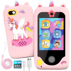 Bambibo Kids Smart Phone for Kids - 32GB Built-in for Faster Speed | Long Lasting 850mAh Battery | 1080p Dual Camera | Full HD Display | Pretend Dinosaur Kids Phone | Toy Phones for Kids 7-9