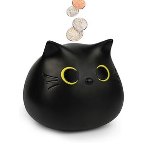NIGOWAYS Piggy Bank - بنك Piggy للأطفال، بنك Piggy غير قابل للكسر للأولاد، بنك المال مع صندوق هدايا لعيد الميلاد، عيد الميلاد، حمام الطفل (قطة سوداء صغيرة) in Kuwait