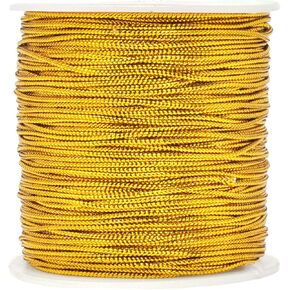 1mm Spool Gold Metallic Cord Tinsel String Jewelry Braided Thread, Total Length 109 Yards/ 328 Feet (Gold)