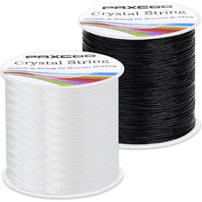 Bracelet String, Paxcoo 2 Rolls Elastic Stretchy Bead String Cord for Clay Beads Kandi Pony Beads Bracelets Jewelry Making (0.5 MM, Crystal)