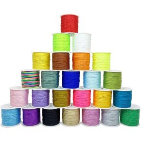 Nylon String for Bracelets, 6 Rolls 270 Yards 0.8 mm Beading Cord for Kumihimo, Blinds String, Braided Bracelets, Chinese Knot, Wind Chime, Jewelry Making